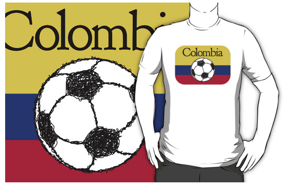 SHIRT, T-SHIRT, colombia, flag of colombia, colombian flag, flag, stripes, black and white ball, sketch, football, soccer, soccer ball 