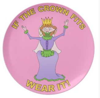 Picture, queen, princess, crown, purple dress, cartoon queen, if the crown fits, wear it, pink, royalty, princess waving, picture for girls, queen waving, dinner plate 