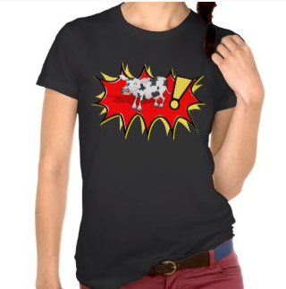 Picture zazzle Cow in a KAPOW starburst T-shirts by mailboxdisco 