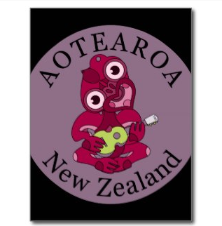 Postcard, ukelele, tiki, uke, music, guitar, native, new zealand, aotearoa, black, purple, maori, tattoo, cullture, traditional, icon, post card