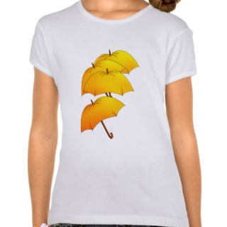 T-Shirts, umbrella, yellow umbrella, orange umbrella, flying umbrella, umbrellas, rain, raining, brolly, parasol, tshirts 