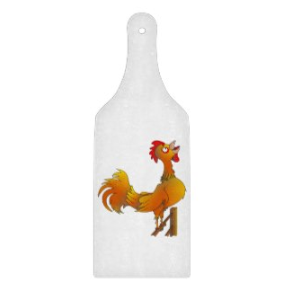 Cutting Board, rooster, hen, roosters, crow, crowing, cartoon rooster, brown rooster, perched feather feathers, brown hen, 