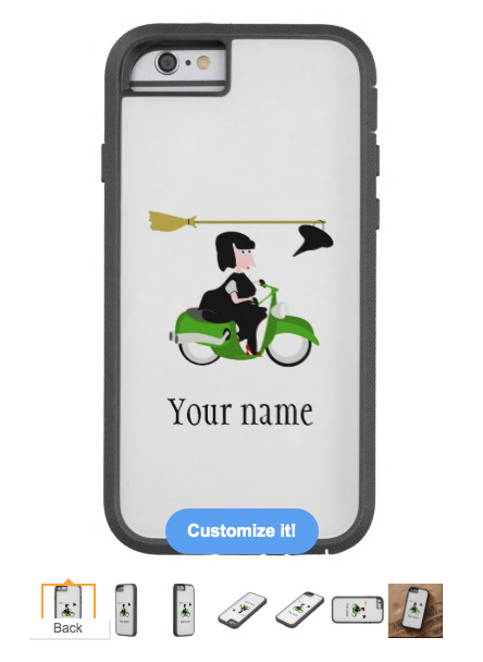 witch, cartoon witch, cute witch, moped, motorbike, motorcycle, witch on a moped, witch on a vespa, halloween, happy halloween, Tough Xtreme iPhone 6 Case