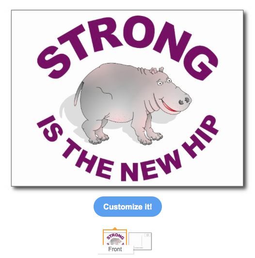 hippopotamus, hippo, gym, exercise, gym motivation, strong is the new skinny, fit is the new skinny, strong is the new hip, work out, fitness motivation, post card
